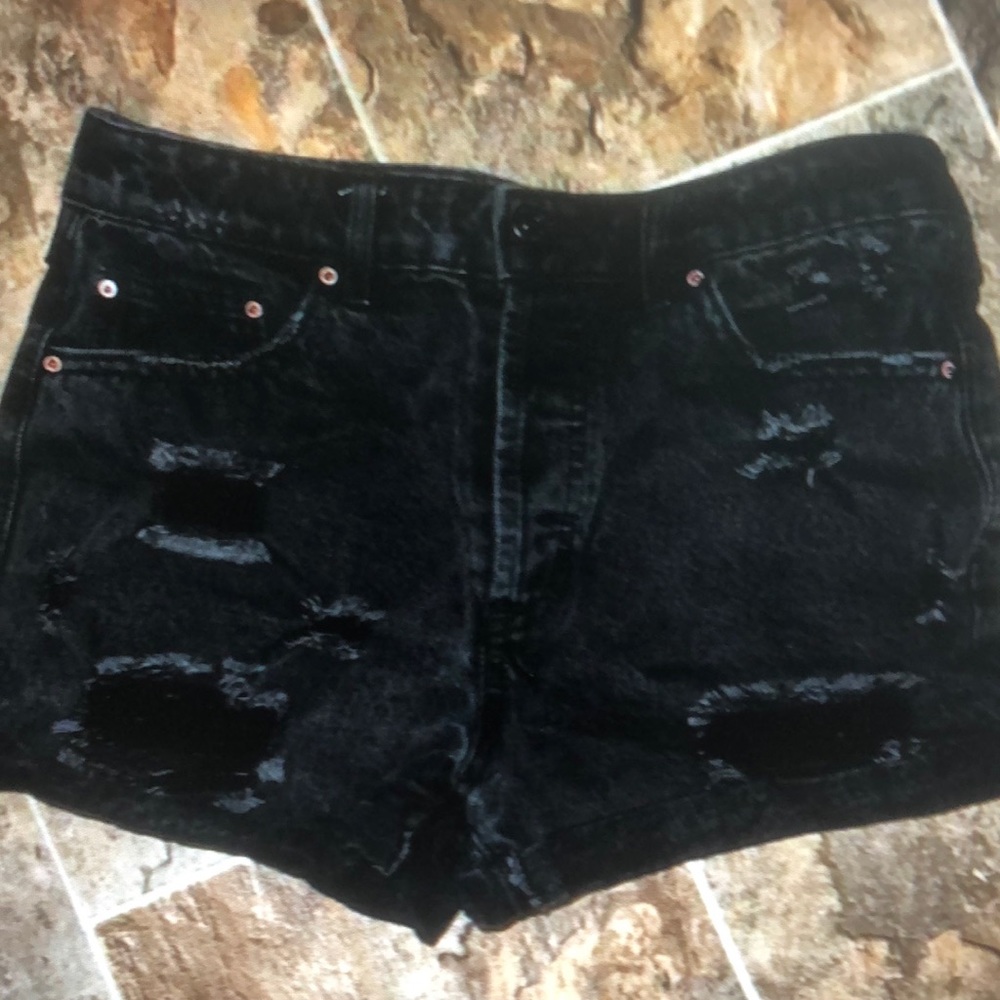 Forever 21 distressed black denim shorts